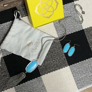 Kendra Scott great shape bundle lot matching turquoise silver jewelry 2 pc set